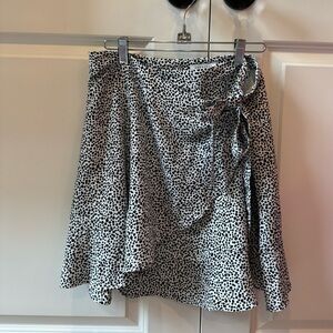 Black and white spotted wrap skirt